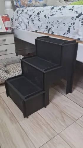 Escada para Pet 3 degraus em MDF cor preta 48cm comprimX45cm hX34cm largX 15cm