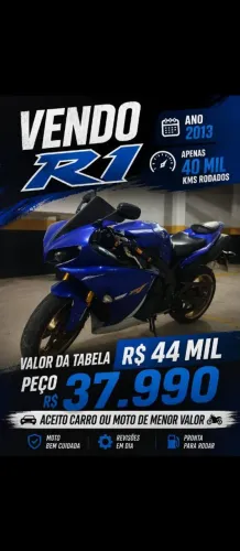 R1 2013 C/ apenas 40 mil kms rodados/ Aceito troca por carro ou moto de menor valor!!!