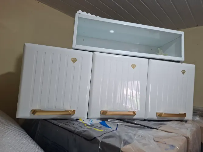 Triplo Aéreo + Nicho Geladeira Armário em Aço Telasul 3 portas