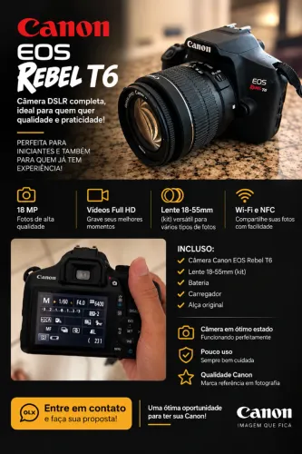 Canon EOS Rebel T6 + Lente 18-55mm | Excelente estado