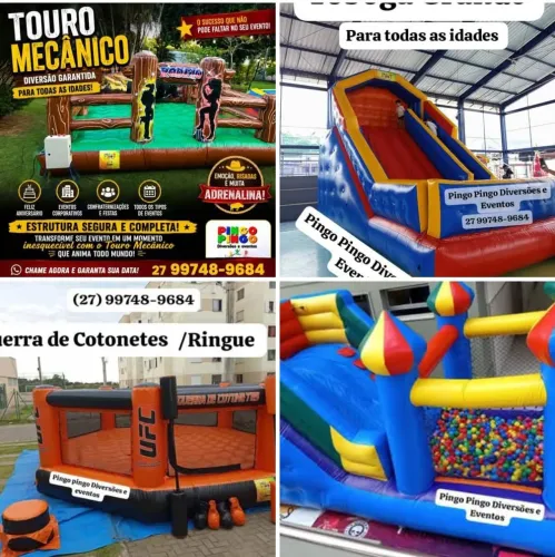 Touro Mecânico, Futebol de Sabão, Guerra de Cotonetes Ringue,Tobogã Grande, *