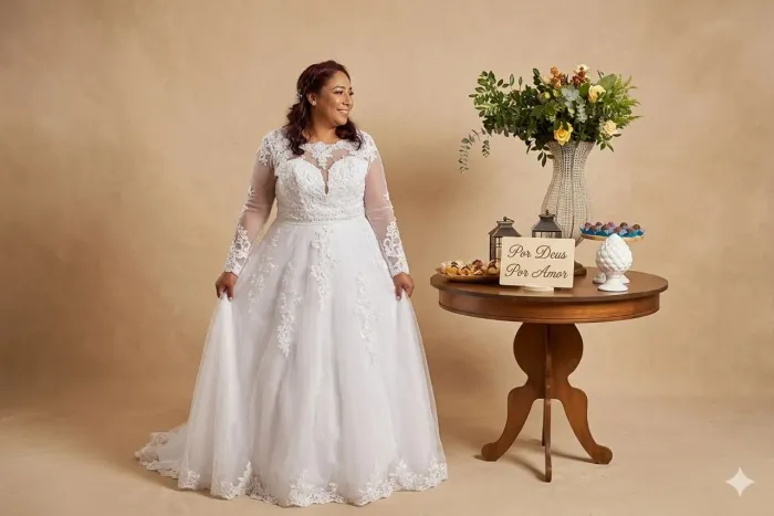 Vendo Vestido de Noiva Plus size usado 1 vez.