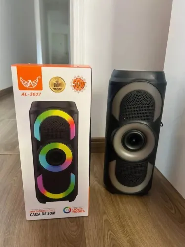 ? PROMOÇÃO? Caixa de Som Bluetooth 50W Potente RGB LED Grande Som Alto
