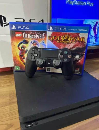 PLAYSTATION 4 SLIN 500GB+CONTROLE SEM FIO+2 JOGOS