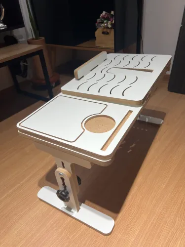 Suporte para Notebook MDF Regulável Cama Sofá com Porta-Copos Branco