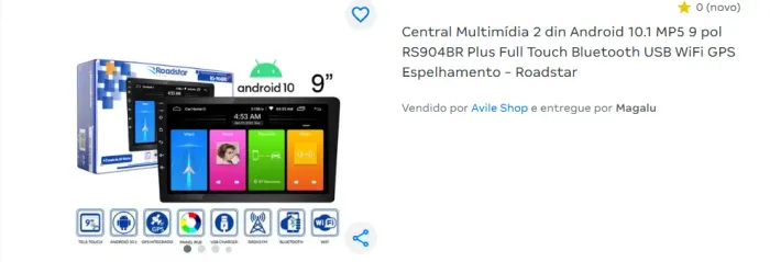 Central Multimídia 2 din Android 10.1 MP5 9 pol RS904BR Plus