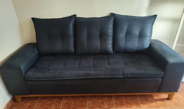 Conjunto de sofá 3 e 2 lugares em tecido nobuck