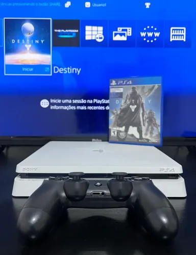 Ps4 Slim Branco 1TB Raridade + 1 Jogo de brinde + 3 Meses De Garantia 