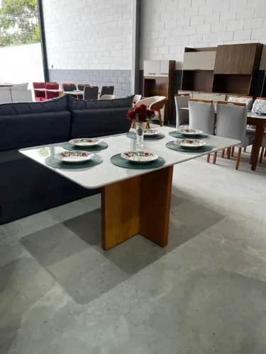 MESA DE JANTAR 1,60M COM VIDRO OFF WHITE APENAS 1.259,00 A VISTA 