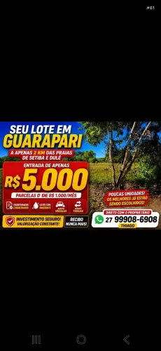 LOTES EM GUARAPARI 250 E 300M² | R$ 20 MIL DE ENTRADA + R$ 1.000/MÊS | VILLAGE