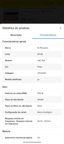 Caixa de Som Ativa Pz15A