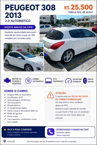 Peugeot 308 Allure 2.0 Flex 16V 5P Aut. 2013