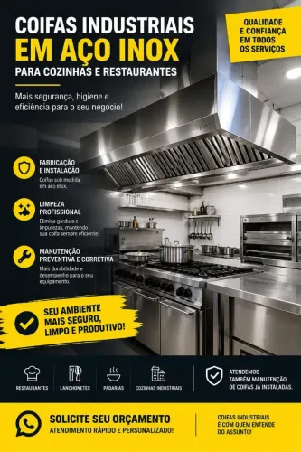 COIFAS E DUTOS EM AÇO INOX.. 