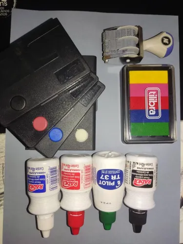 Kit para carimbo - almofadas de carimbo coloridas + carimbo data + tinta (bullet journal)
