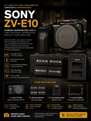 Câmera Sony ZVE-10 completa