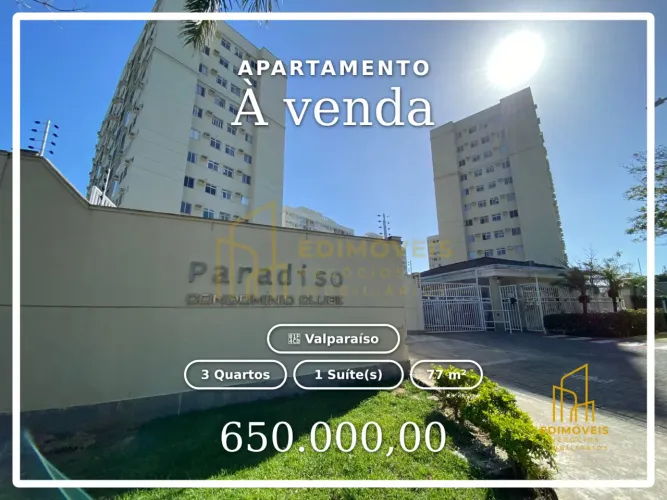 Apartamento à Venda 3 quartos com suíte, Condomínio Paradiso Club, Valparaíso Serra/ES