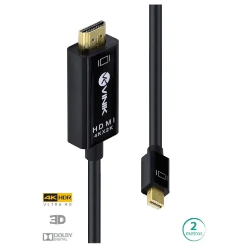 Cabo Mini Displayport para Hdmi 2.0 4k Ultra Hd - 2 Metros - H20mdp-2 Vinik *ENTREGA GRÁTI