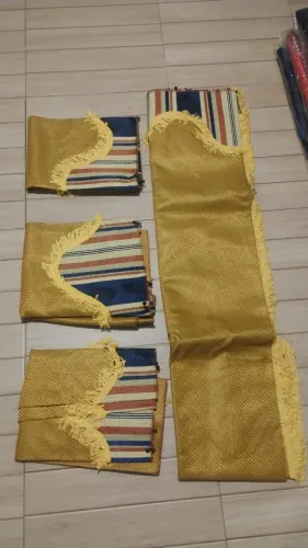 Jogo de cortina de caminhão 5 partes volvo edc tecido gobelin na cor dourado