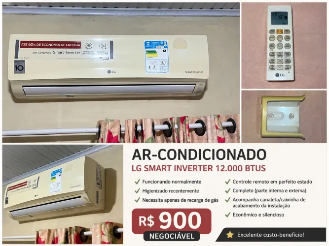 Ar-condicionado LG Smart Inverter 12.000 BTUs.