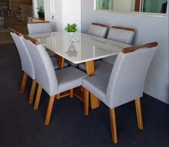 Mesa de Jantar Lectus com 6 Cadeiras Simone 160x90 - Forte Atacadista