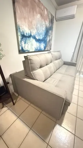 Sofá Retrátil e Reclinável 3 Lugares cinza - Confortável