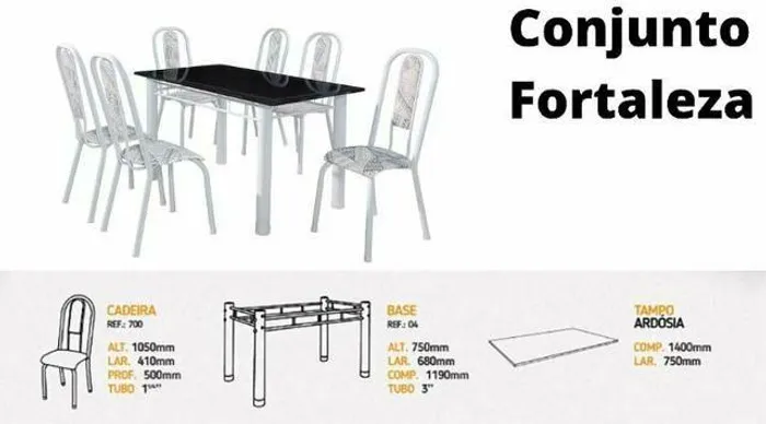 Conjunto mesa Fortaleza 6 lugares *nova embalada