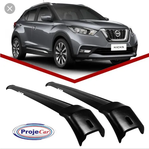 Travessa Nissan Kicks  Rack Teto Projecar Preto, instalado