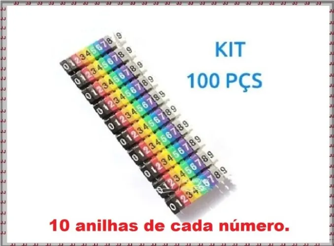 Marcador de Cabo de Rede Utp colorido - Anilha numeradas - Pct com 100 peças