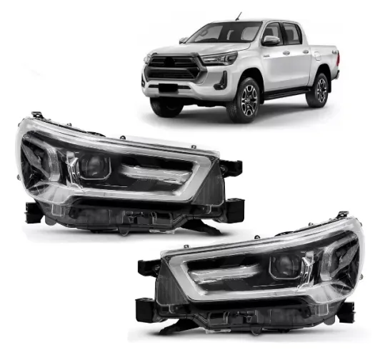 Par Farol Aro Cromado Com Led Hilux 2021 2022 2023 2024 
