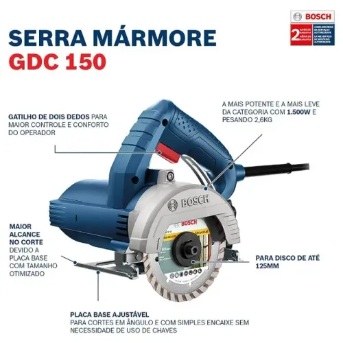 SERRA MÁRMORE TITAN GDC 150 SEM DISCO 220V 1500W - BOSCH
