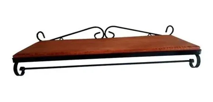 Prateleira de Parede em Ferro com Suporte toalha para Pendurar