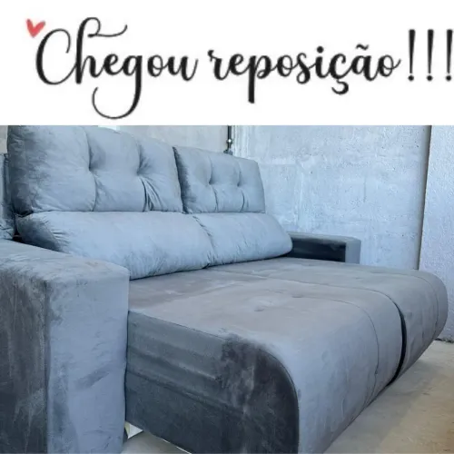 Sofá retrátil super promoção 3 lugares cinza azulado 