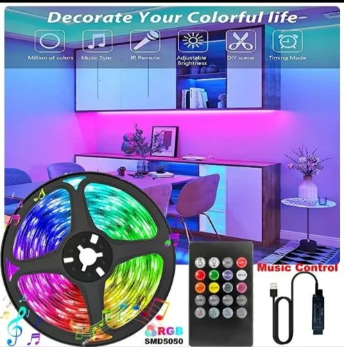 FITA LED 5050 RGB 10 METROS COM SENSOR DE SOM