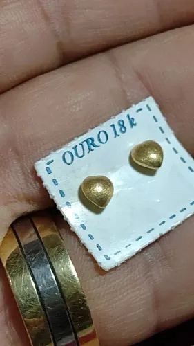 Brinco de Ouro Feminino Coração Ouro 18 Kilates Peso 0.70 Gramas 6 mm