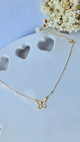 Colar e Pingente Borboleta em Ouro 18k