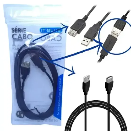 CABO USB MACHO+USB FEMEA 2M LE-803