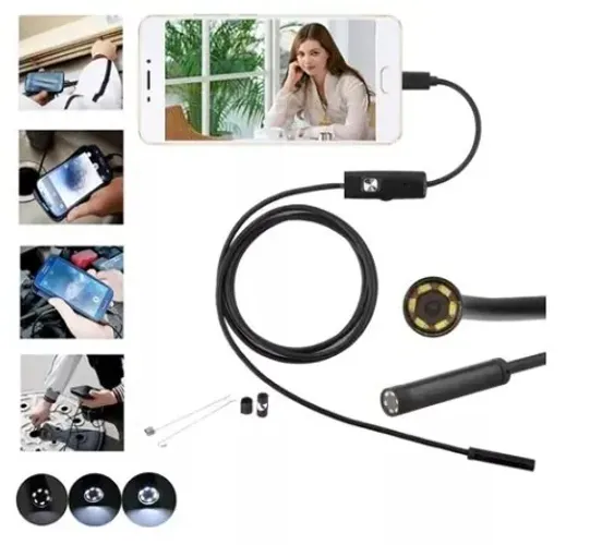 (Novo) Câmera Endoscópio 2 Metros 6 Leds 7mm Usb Prova D'água Sonda (50)