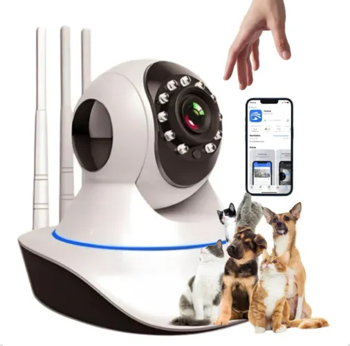 Camera Ip Wifi 3 Antenas Robo Hd Audio Yoosee Função Siga-me Cor Branco