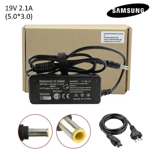 Carregador de Notebook Samsung Ponta Grossa 5.0mm x 3.0mm, 19V - 2.1A (Similar) - Knup
