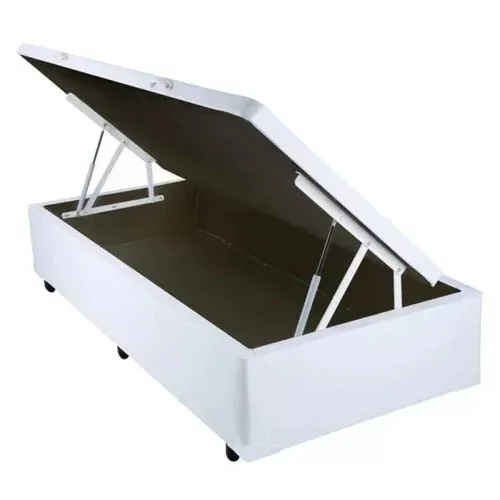 Base Bau Solteiro Corino Branco Frete Grátis - Até 12x