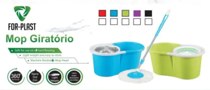 Mop Giratório FOR-PLAST - Limpeza eficiente e prática!