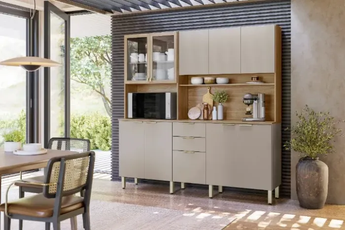 KIT COZINHA 10 PORTAS 2 GAVETAS COM ESPAÇO PARA FORNO/MICRO-ONDAS