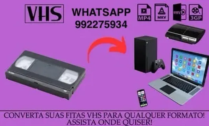 Conversão de fita VHS para qualquer formato digital.