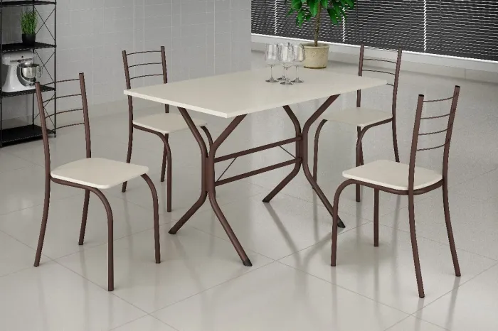Mesa Teixeira 4 cadeiras Tampo MDP 98x58 - Entrega Rápida