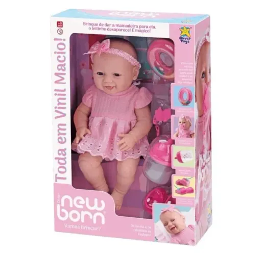 Boneca New Born toda em Vinil Macio - Diver Toys