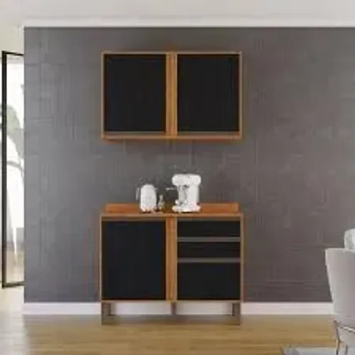 Kit Cozinha Balcão e Aéreo Pérola 2 Portas - Entrega e Montagem Grátis p/ Fortaleza 