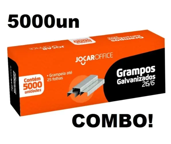 Grampos Galvanizados para grampeador 26/6 5000 unidades