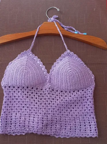 Top Crochê Lilás Artesanal