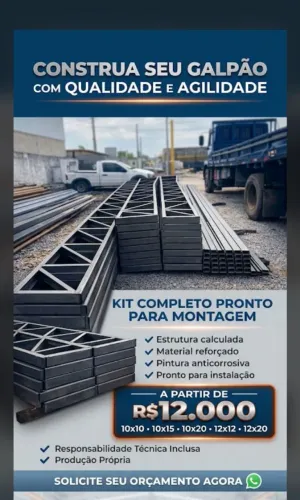 KIT GALPÃO ESTRUTURA METÁLICA