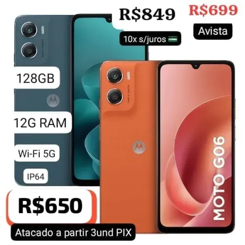 CELULAR MOTOROLA G06 128G 12G RAM VALOR DE ATACADO E VAREJO